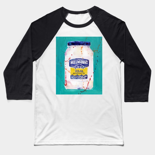 Condiments - Mayonnaise Baseball T-Shirt by dfrdesign